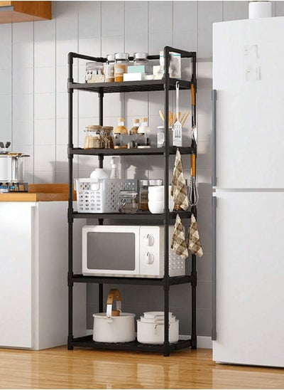 Buy 5-Tier Storage Shelf Organizer for Kitchen Bathroom Shelves Garage Home Pantry Closet Office.Multi Rack Stand Units with Hooks and Handle for Jar and Bottles in UAE