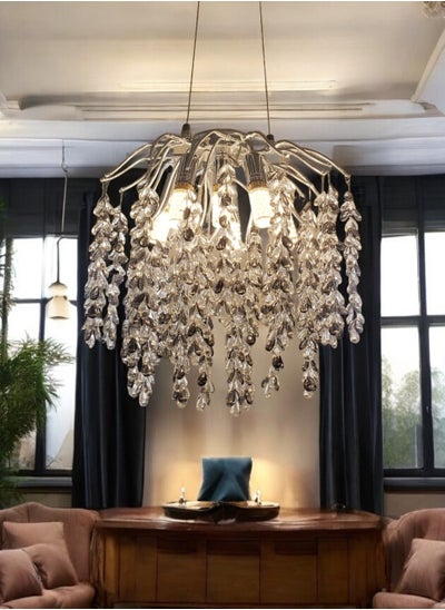 Buy French luxury k9 crystal chandelier villa living room decoration lighting creative branch lamp in Saudi Arabia