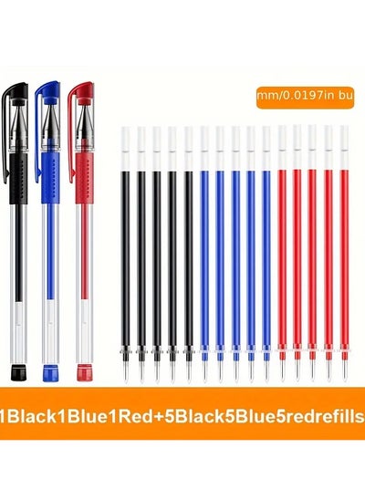 Buy 18pcs Gel Pen Set School Supplies Black Blue Red Ink Color 0.5mm Ballpoint Pen Kawaii Pen Students School Office Stationery in Saudi Arabia