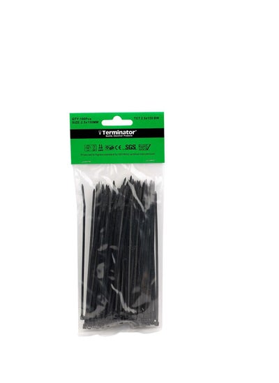 Buy Terminator Cable Ties Black 100 Pcs TCT 2.5X150 BW in UAE