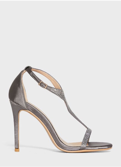 Buy Diamante Detail Ankle Strap Stiletto Sandal in Saudi Arabia