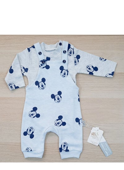 Buy A two-piece outing set consisting of a cotton bodysuit and a cotton undershirt for a newborn baby printed with Mickey model for boys in Egypt