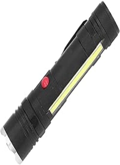 اشتري hanso emergency light led, Ultimate Power and Versatility, High Lumen LED Flashlight with Zoomable Torch and COB Side Light - Waterproof and Energy-Saving (Black) في مصر