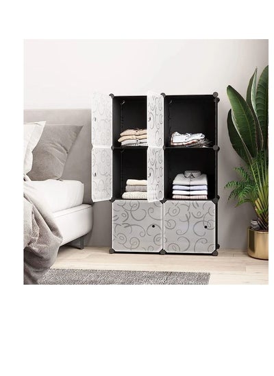 Buy Diy Portable Closet Wardrobe Bedroom Storage Organizer With Doors 6 Cubes (BLACK) in UAE