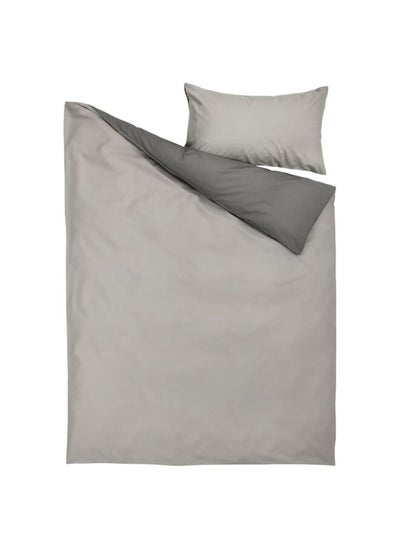 اشتري Duvet cover and pillowcase, grey/dark grey, 150x200/50x80 cm في السعودية