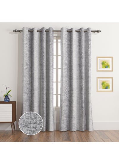 Buy Martha 2-Piece Extra Long Jacquard Blackout Curtain Set 300 x 140 cm in UAE