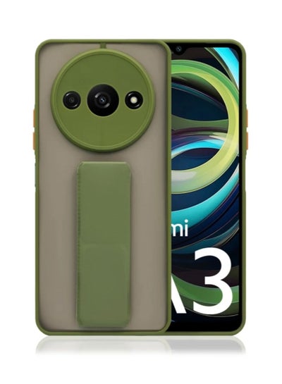 Buy Case Cover For Xiaomi Redmi A3 - With Raised Edges To Protect The Camera - With Magnetic Hand Grip 3 in 1 Green in Saudi Arabia