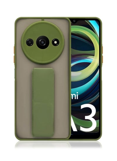 Buy Case Cover For Xiaomi Redmi A3 - With Raised Edges To Protect The Camera - With Magnetic Hand Grip 3 in 1 Green in Saudi Arabia