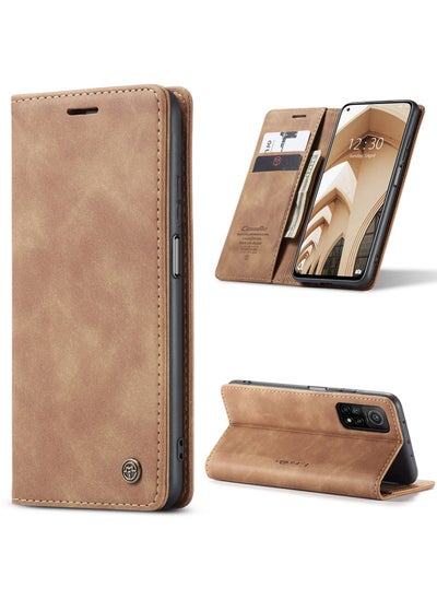 Buy CaseMe Xiaomi Mi 10/10T Pro Case Wallet, for Xiaomi Mi 10/10T Pro Wallet Case Book Folding Flip Folio Case with Magnetic Kickstand Card Slots Protective Cover - Brown in Egypt