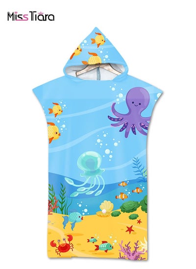 اشتري Microfiber Bath Towel Beach Towel Cape Print Hooded Bath Towel Beach Pool Fit Adult or Child 110cm x 75cm في الامارات