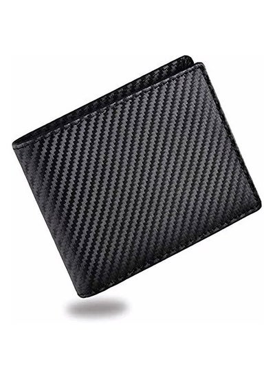 Buy Mens Wallet Multi-functional Casual Tersely Leather Trifold Carbon Fiber Rfid Blocking Card Holder Bifold Stylish Wallets with Id Window Gifts for Men Business Black in Saudi Arabia