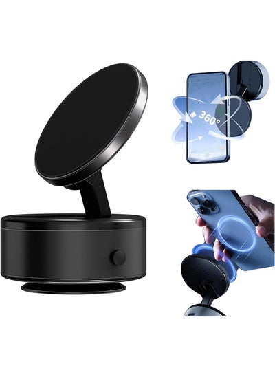 Buy Car Phone Holder Vacuum Magnetic Play Car Phone Holder Hands-Free Shower Phone Holder, 360° Rotation Electric Suction Cup Magnetic Phone Holder for All Smooth Surface in UAE