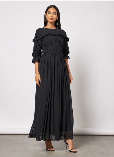 Buy Chiffon Dress With Gathered Details in UAE