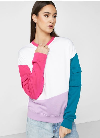 Buy Colorblock Sweatshirt With Pockets in Saudi Arabia