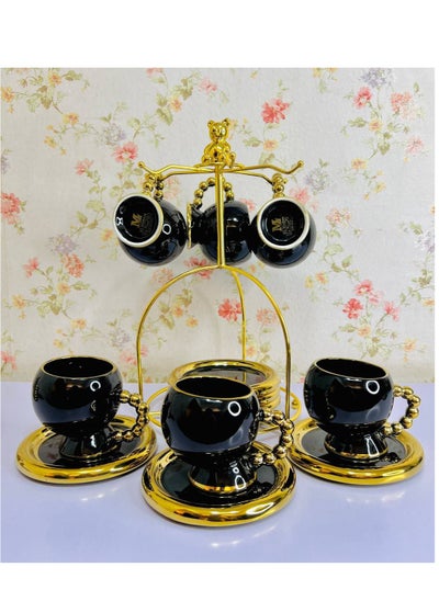 Buy 12 Piece Tea Set with Stand - Black in Egypt