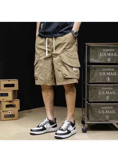 Buy Mens Summer Lightweight Cargo Shorts Casual Elastic Waist DK94 khaki [Fan Zuo Flagship Quality]] in UAE