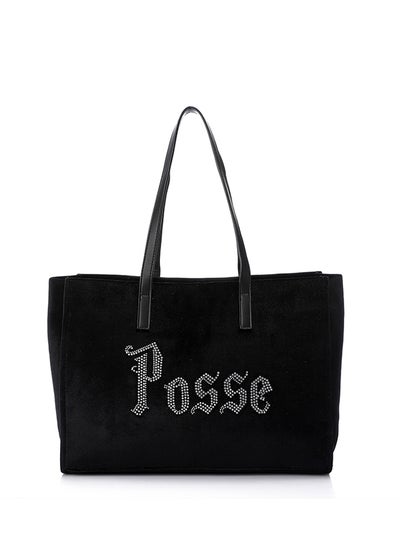 Buy Soft Velvet Rectangular Shapped "Posse" Rhinestoned Shoulder Bag in Egypt