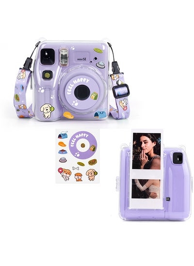 Buy Clear Case for Fujifilm Instax Mini SE Instant Camera | Protective Hard PC Cover with Film Pocket + Cute Sticker & Removable Strap - Clear in UAE