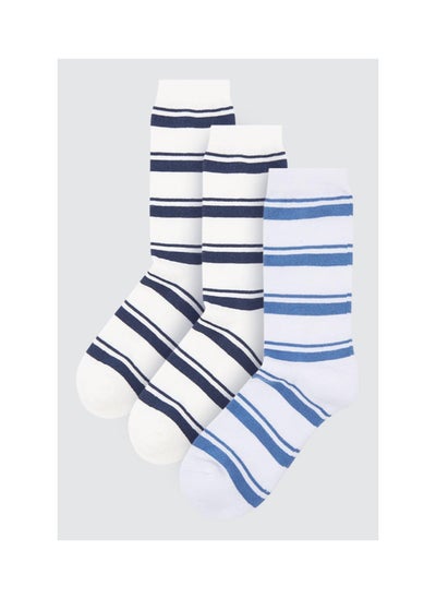 اشتري 3 Pack  Double Stripe Crew Socks في الامارات