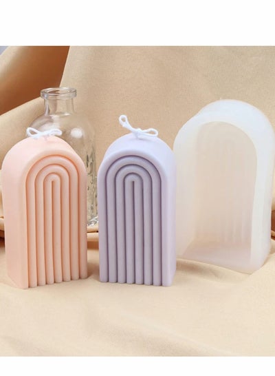 Buy Candle Silicone Mold, Mold Geometric for Soap Tray, Handmade Candle, Lotion Bar, Bath Bomb, Cake, Home Decoration(4 Ring Long, Single-Sided) in Saudi Arabia