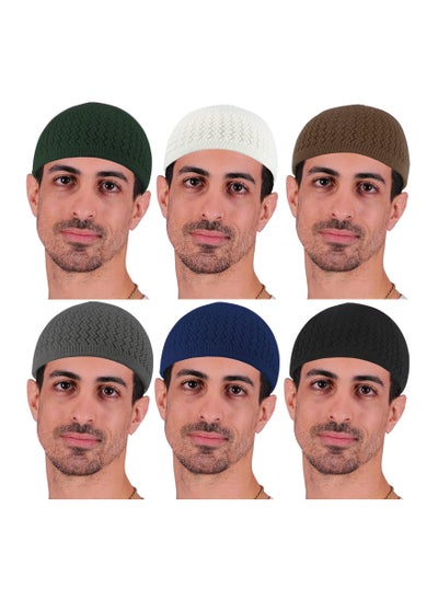 Buy 6 Pieces Brimless Hats for Men and Women Docker Hat Casual No Brim Hat Visor-Less Flip Hat Sailor Skullcap Buckle Knit Kufi Hat Under Helmet Beanie Hats in Saudi Arabia