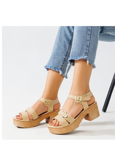 Buy High Quality Leather Protan Sandal With Two Straps On The Front-BEIGE in Egypt