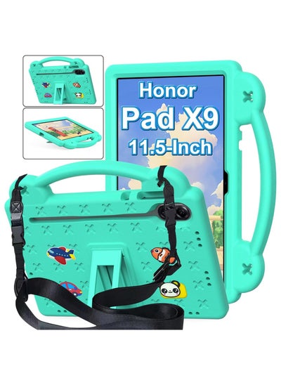 Buy Case Compatible with Honor Pad X9 11.5 Inch, DIY Accessories for Kids, Shockproof Case with [Pencil Holder] [Shoulder Strap] [Handle Stand], Green in UAE