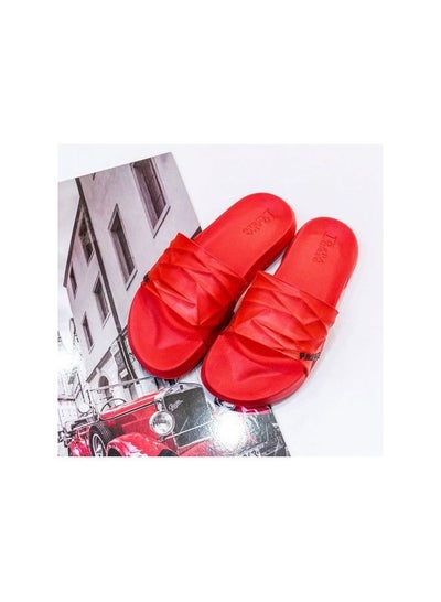 Buy Women's slipper with silicone upper and medical rubber insole, red color in Egypt