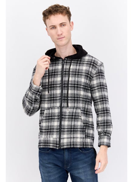 اشتري Men Checkered Long Sleeve Hooded, Black/White في الامارات