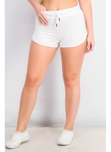 Buy Women Brand Logo Drawstring Short, White in UAE