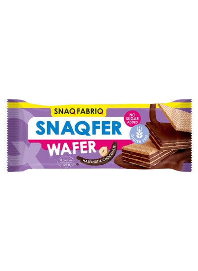 Buy Snaqfer Wafer with Hazelnut & Chocolate Flavor, Gluten Free and No Sugar Added 120g in UAE