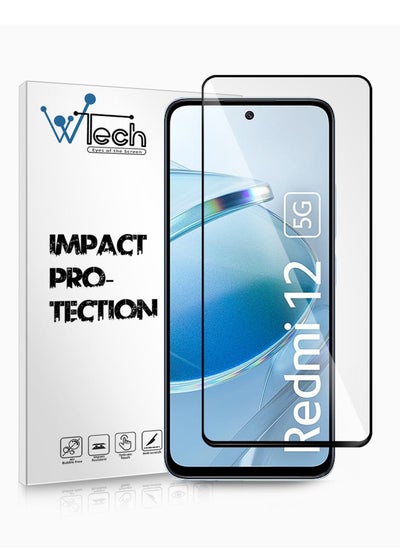 Buy Premium E2E Full Glue Full Cover Tempered Glass Screen Protector For Xiaomi Redmi 12 4G/5G 2023 Clear/Black in Saudi Arabia