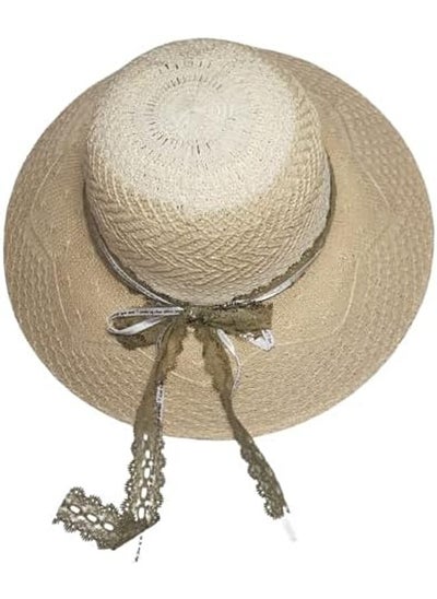 اشتري MerryGlam Women Beach Hat | Brim Straw Girls Summer Sunshade Cap_ Travel Foldable Floppy UV Protection Sun Beach Ribbon Hat في الامارات