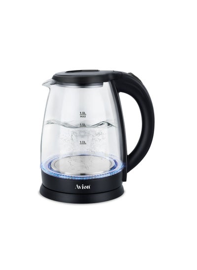 Buy Avion Electrical Glass Kettle1.8 Liter Glass Body Electric Cordless Kettle with 360° Swivel Base, Power Cord Storage, Auto Cut-off Function, LED Indicator in UAE