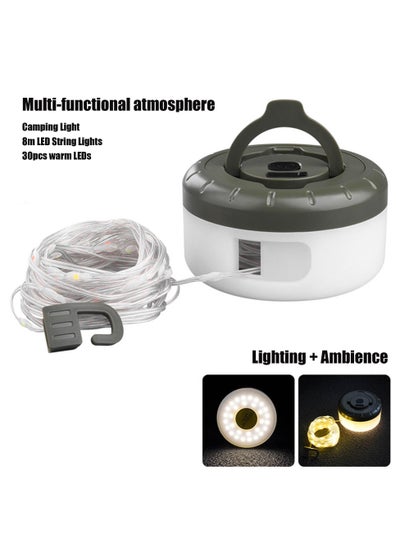 Buy Camping String Lights, 2 in 1 Outdoor String Lights with 5 Modes (8M), 30+ LED String Lights Outdoor Waterproof, Portable Camping Lights for Tent, Camping, Yard, Birthday, Romantic Lights Decoration in UAE