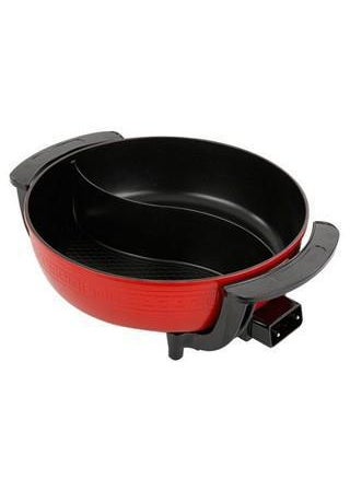 Buy Factory direct round Mandarin duck electric hot pot multifunctional electric cooker household electric cooking integrated dual-purpose barbecue pot wholesale Red in UAE