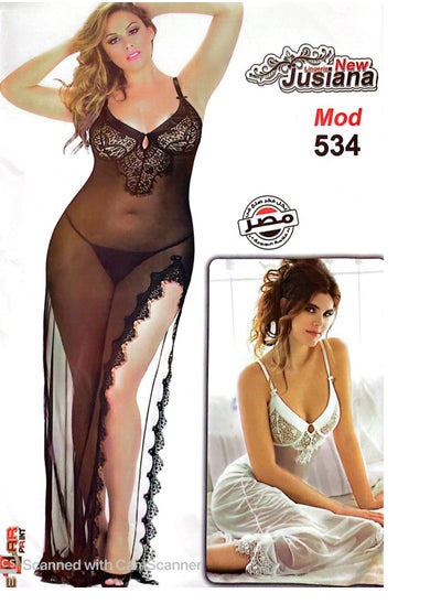 اشتري Long black lingerie, elegant women's nightgown في مصر