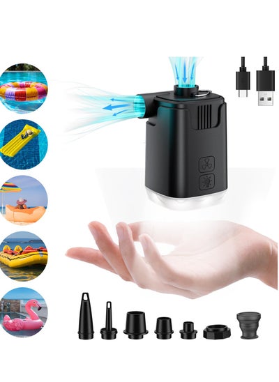 اشتري Air Pump Portable for Inflatables 4000mAh Mini Air Mattress Pump LED Light USB Rechargeable Travel Electric Air Pump for Camping Pads Pool Floats Swimming Rings Vacuum Bags Travel في الامارات