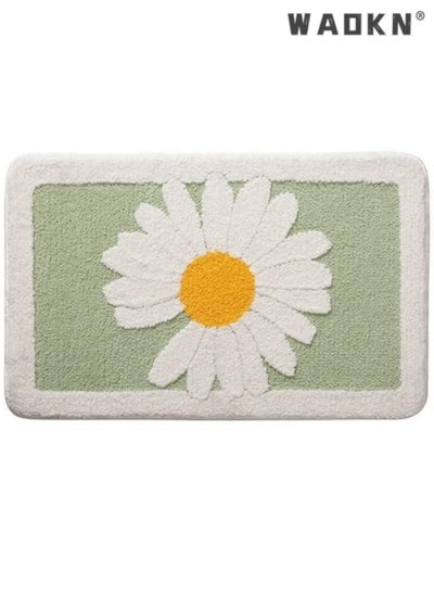 Buy Microfiber Bathroom Daisy Rug, Super Soft Furry Bath Mat, Super Absorbent and Quick-Drying Bathroom Rug Machine Washable/Non-Slip Bathroom Rug for Tub Bathroom and Shower (Green) in Saudi Arabia