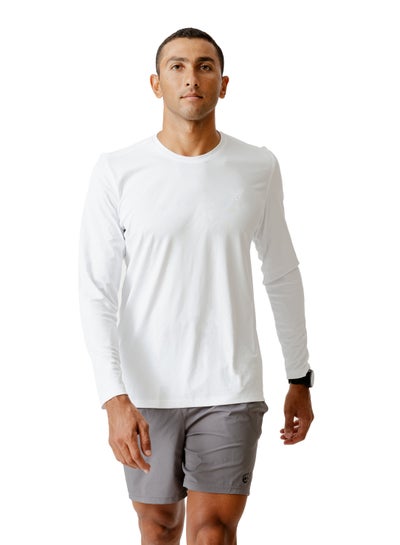 Buy Embroidered long-sleeve T-shirt White in Egypt