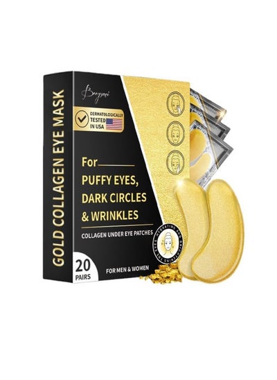 Buy Under Eye Patches 24K Gold Collagen Eye Mask Skincare for Puffy Eyes,Dark Circles, Bags and Wrinkles with Collagen,Reduces Wrinkles,Revitalises and Refreshes Your Skin,Gift for Men & Women,20 Pairs in UAE