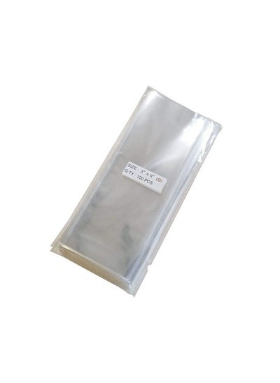 Buy 100 Pcs 3X8 (O) Clear Flat Cello Cellophane Bags Good For Bakery Cake Cookie Candies in UAE