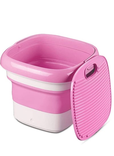 اشتري Portable Mini Semi-Automatic Washing Machine Foldable Ultrasonic Underwear For Underwear Household Travel Dormitory Apartment Camping Pink في الامارات