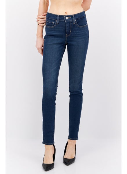 Buy Women Skinny Fit Solid Stretchable Denim Jeans, Blue in Saudi Arabia