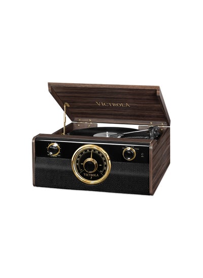 اشتري Victrola 4 in 1 Metropolitan Bluetooth Record Player and Multimedia Music Center with Built in Speakers 3 Speed Turntable and FM Radio in Wooden Design في الامارات