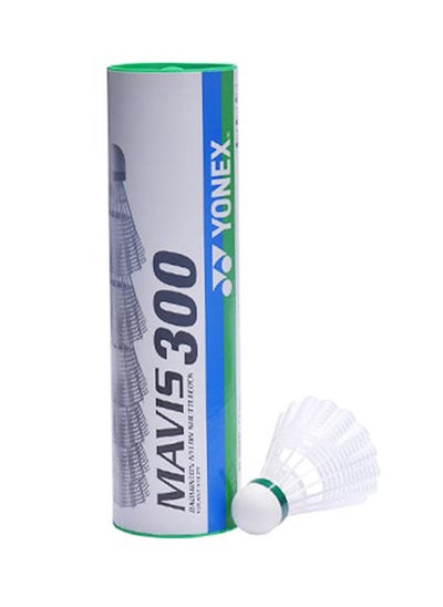 اشتري Yonex Mavis 300 Green Cap Slow Badminton Shuttlecock 6 Pack, White في الامارات