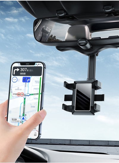 Buy Rear View Mirror Phone Mount Holder,  360° Rotatable and Retractable, Universal Mount, Cell Car Fit in Saudi Arabia