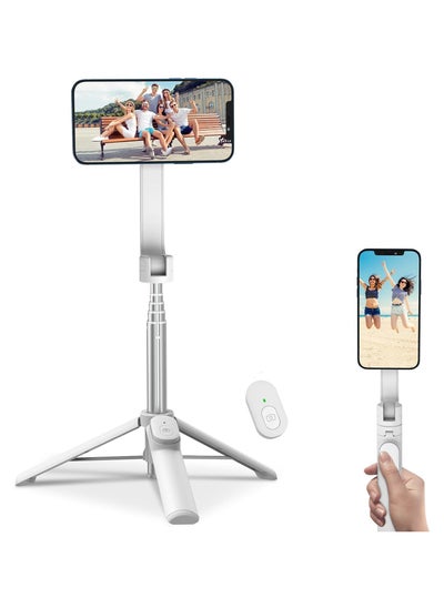 اشتري Selfie stick - New Wireless Bluetooth selfie stick foldable mini tripod with fill light shutter remote control forIOSs Androids Smart phone (R1-White) في الامارات