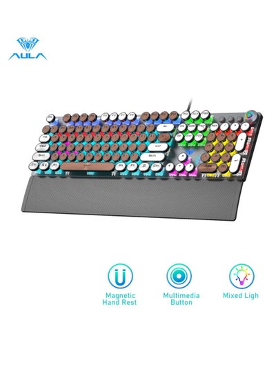 Buy Mechanical Gaming Keyboard NKRO with Wrist Rest RGB Backlit Volume/Lighting Control Knob Fully Programmable 108-Keys Anti-Ghosting Wired Computer Keyboards for Office/Games, Red Switch in UAE