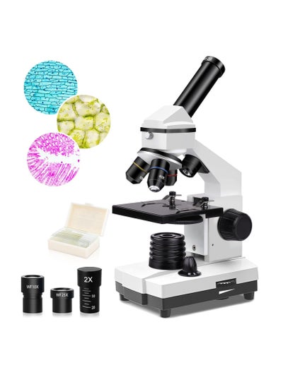 اشتري 100X-2000X Microscopes for Kids Students Adults, Powerful Biological Microscopes for School Laboratory Home Education,with Microscope Slides Set, Phone Adapter في الامارات